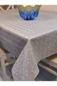 Elyaflı Pvc Muşamba - Desenli Silinebilir Masa Örtüsü ( GRİ ) thumbnail 1