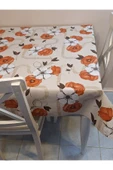 Elyaflı Pvc Muşamba - Desenli Silinebilir Masa Örtüsü ( TURUNCU ) thumbnail 4