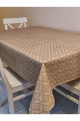 Elyaflı Pvc Muşamba - Desenli Silinebilir Masa Örtüsü (KAHVERENĞİ) thumbnail 5