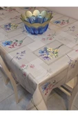 Elyaflı Pvc Muşamba - Desenli Silinebilir Masa Örtüsü ( GRİ ) thumbnail 10