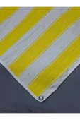 67 x 150 cm Sarı Beyaz  Çizğili  Kumaş Balkon Brandası  Kenarları Biye Dikişli thumbnail 4