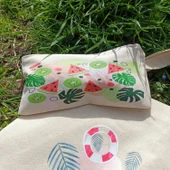 Utterly Good Karpuzlu Bez Çanta Seti  Roller Kalem Hediyeli  Bez Çanta  Bez Kalemlik  Bez Cüzdan thumbnail 5