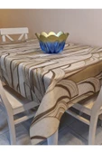 Elyaflı Pvc Muşamba - Desenli Silinebilir Masa Örtüsü (KREM) thumbnail 8