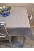Elyaflı Pvc Muşamba - Desenli Silinebilir Masa Örtüsü ( GRİ) thumbnail 4