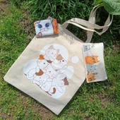 Utterly Good Kedili Bez Çanta Seti  Roller Kalem Hediyeli  Bez Çanta  Bez Kalemlik  Bez Cüzdan thumbnail 1