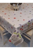 Elyaflı Pvc Muşamba - Desenli Silinebilir Masa Örtüsü ( GRİ ) thumbnail 3