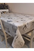 Elyaflı Pvc Muşamba - Desenli Silinebilir Masa Örtüsü ( BEJ) thumbnail 5