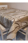 Elyaflı Pvc Muşamba - Desenli Silinebilir Masa Örtüsü (KREM) thumbnail 5