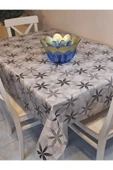 Elyaflı Pvc Muşamba - Desenli Silinebilir Masa Örtüsü ( GRİ ) thumbnail 2
