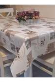 Elyaflı Pvc Muşamba - Desenli Silinebilir Masa Örtüsü ( KAHVERENĞİ ) thumbnail 1