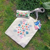 Utterly Good Karpuzlu Bez Çanta Seti  Roller Kalem Hediyeli  Bez Çanta  Bez Kalemlik  Bez Cüzdan thumbnail 1