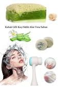 3lü Yaşlanma Karşıtı Bakım Peeling Keçi Sütlü Sabun Aloevera Leke Akne Ruşur Taşı Slikon Yüz Fırçası thumbnail 1