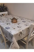 Elyaflı Pvc Muşamba - Desenli Silinebilir Masa Örtüsü ( BEJ) thumbnail 2