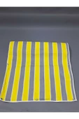 75 x150 cm Gri Sarı  Çizğili  Kumaş Balkon Brandası  Kenarları Biye Dikişli thumbnail 1