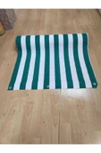 75x100 Cm Yeşil Beyaz Çizgili Balkon Brandası – Kuşgözlü, Bağlama Ipli, Dayanıklı Kumaş thumbnail 1