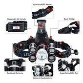 Powermaster MX-501 5 Power Ledli Su Geçirmez 18650 Pilli Şarj Edilebilir Kafa Feneri thumbnail 2