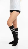 Kadın 2’li Tenis Çorabı Seti – Gri & Siyah Çizgili Spor Çorap – Pamuklu Nefes Alabilir thumbnail 2