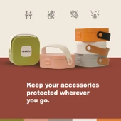 Mini Takı Kutusu Ayna ve 4 Bölmeli Seyahat Düzenleyici – Kolye, Küpe, Yüzük Saklama Kutusu Pudra thumbnail 4