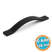 10 Adet Mobilya Çekmece Kolu Mutfak Dolabı ve Kapak Kulpları Dayanıklı Siyah Metal Kulp 128 mm thumbnail 1