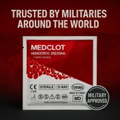 Medclot Hemostatik Kanama Durdurucu Steril Tampon Gazlı Bez Kaolin CE Sertifikalı Spanç Pansuman Acil Durum İlk Yardım Kanama Kontrolü 10 x 10 cm thumbnail 2