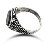 ​Gümüş Oniks Taşlı Desenli Erkek Yüzük thumbnail 2