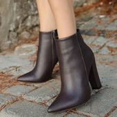 Loora Kahverengi Cilt Topuklu Bot thumbnail 4