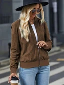 Kadın Uzun Kollu önden Fermuarlı Süet Ceket thumbnail 1