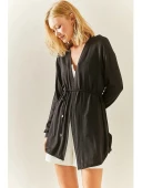 Kadın Uzun Kollu Bağcık Detay Hırka thumbnail 2