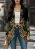 Kadın Uzun Kollu önü Açık Desenli şardonlu Dalgıç Ceket thumbnail 1