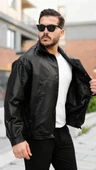 Erkek Içi Astarlı Oversize Deri Ceket thumbnail 3