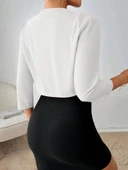 Kadın Truvakar Kol önü Açık Kısa Ithal Krep Ceket thumbnail 4