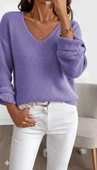 Kadın Uzun Kollu V Yakalı Düğmeli Triko Bluz thumbnail 4