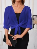 Kadın Truvakar Kol önden Bağlamalı Kısa şifon Bolero Ceket thumbnail 1