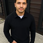 Erkek Fitilli Polar weatshirt – Düğmesiz Polo Yaka, Oversize Rahat Kalıp, Kalın Polar Kumaş, Kışlık Ve Baharlık Şık Günl thumbnail 3