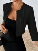 Kadın Truvakar Kol önü Açık Kısa Ithal Krep Ceket thumbnail 5