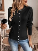 Kadın Uzun Kollu önden Düğmeli Triko Ceket thumbnail 2