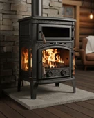 Reyo Stove Kemah Üç Camlı Yan Kapak Fırınlı Döküm Şömine Soba thumbnail 2