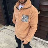 Erkek Polar Fermuarlı weatshirt – Kapüşonsuz, Cepli, Yumuşak Dokulu, Oversize Rahat Kalıp, Kışlık ıcak Tutan Fermuarlı Ü thumbnail 3