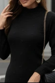 Kadın Uzun Kollu Balıkçı Yaka Triko Mini Boy Elbise thumbnail 2