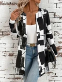 Kadın Uzun Kollu önü Açık Desenli Modal Kısa Ceket thumbnail 1