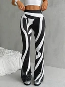 Kadın Yüksek Bel Zebra Desenli Dalgıç Tayt thumbnail 4