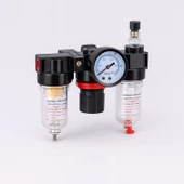 Standart Kapasite Üçlü Şartlandırıcı 1/4'' Pnömatik Filtre Regülatör Yağlayıcı FRL Kompresör Cihazı thumbnail 3