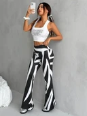 Kadın Yüksek Bel Zebra Desenli Dalgıç Tayt thumbnail 3