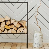 Şömine Aksesuarı Metal Odunluk / Modern Tasarım / Siyah thumbnail 2