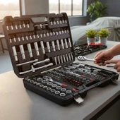 Lokma Anahtar Seti 173 Parça Profesyonel Çok Amaçlı El Alet Seti 1/2 3/8 1/4 6 Köşe CR-V Çelik thumbnail 3