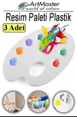 Resim Paleti 3 Adet Plastik Boyama Paleti Godeli Ressam Paleti Akrilik Boya Guaj Boya Suluboya Resim Yapma Boya Paleti thumbnail 1