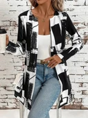 Kadın Uzun Kollu önü Açık Desenli Modal Kısa Ceket thumbnail 5