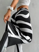 Kadın Yüksek Bel Zebra Desenli Dalgıç Tayt thumbnail 1