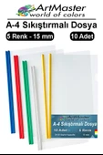 A-4 Sıkıştırmalı Yandan Sürgülü Dosya 5 Renk 10 Lu 1 Paket ArtMaster A4 Sıkıştırmalı Dosya 1 Paket Renkli Okul Ofis Büro thumbnail 1