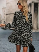 Kadın Uzun Kollu Yakadan Bağlamalı Beli Lastikli şardonlu Dalgıç Elbise thumbnail 4